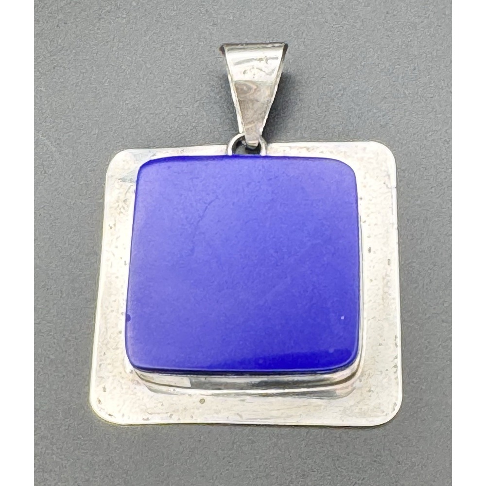 Taxco Mexico TN-114 Sterling Silver Lapis‎ Lazuli Modernist Pendant 30.2g